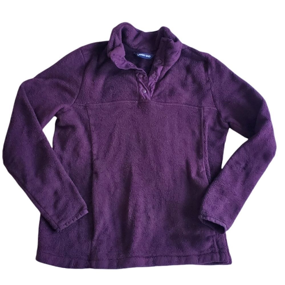 Lands End 1/4 Snap plum Pullover Fleece M